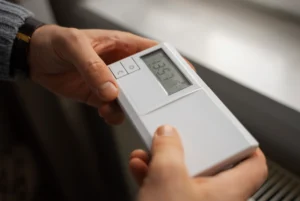 Closeup of thermostat
